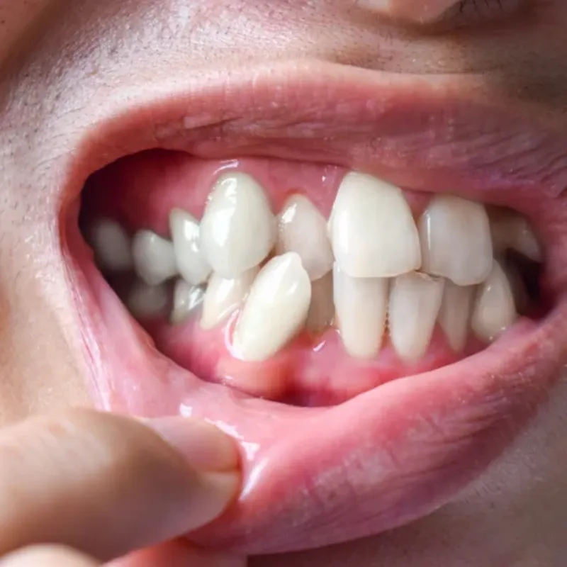 Dientes apiñados por falta de espacio en la mandíbula