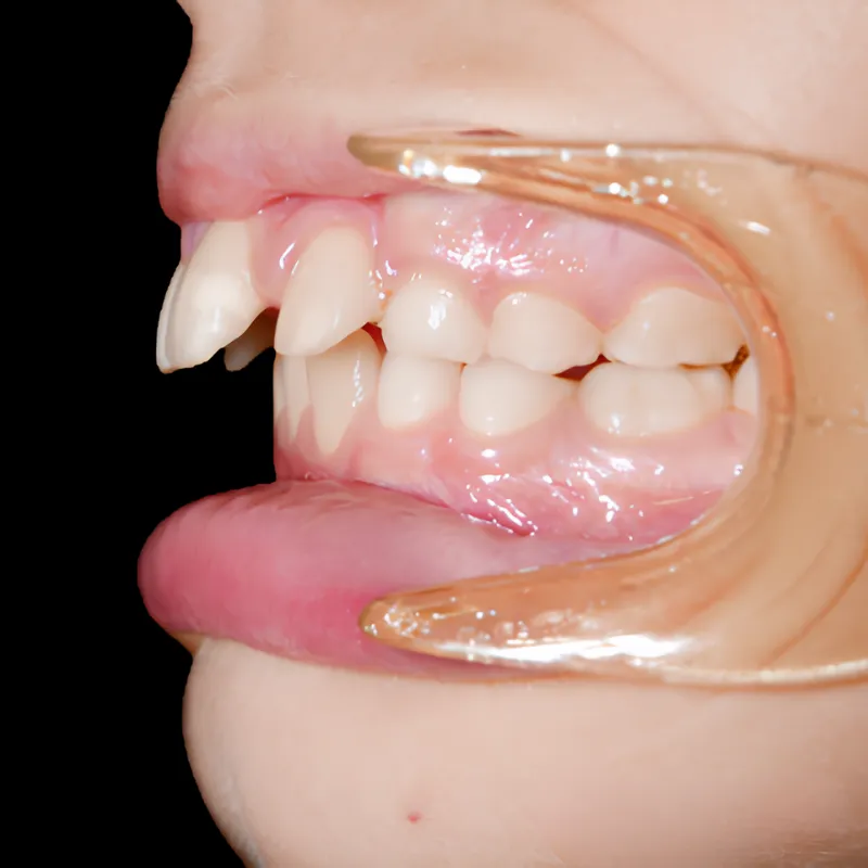 Dientes hacia afuera por protrusión dental conocidos como dientes salidos o dientes de conejo